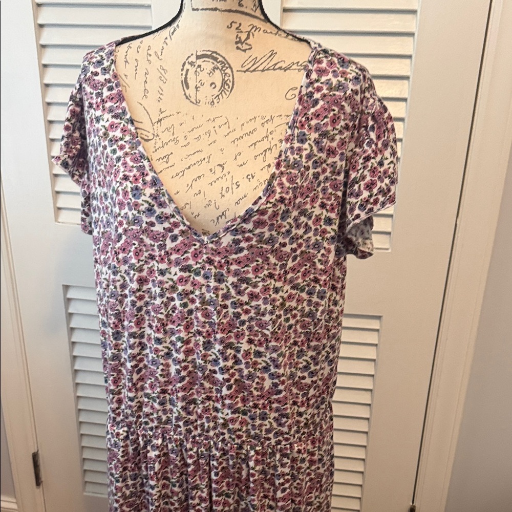 BloomChic Floral Midi Dress in Purple and White